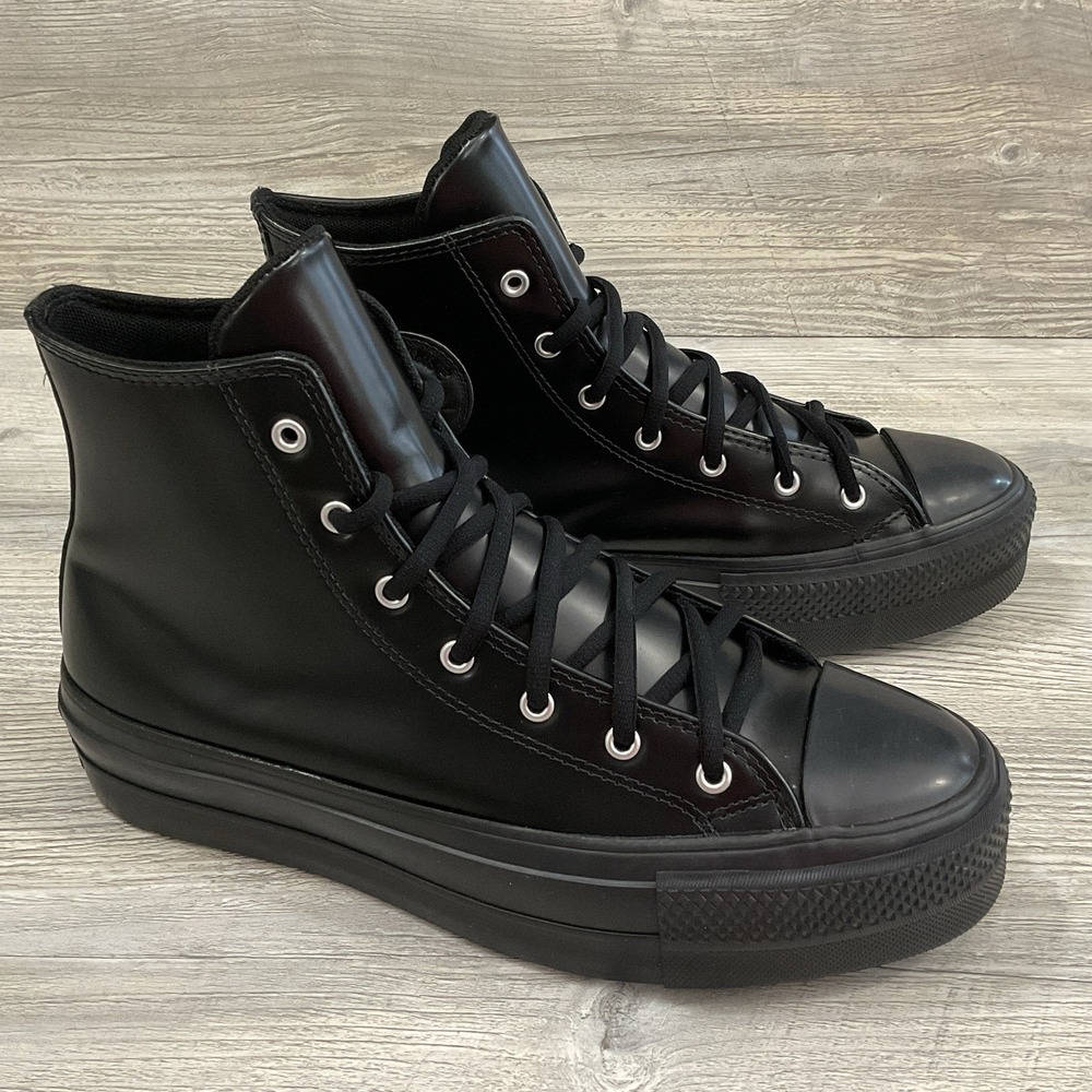 Converse Chuck Taylor All Star A12476C Women's 8.5 Platform Smooth Black Sneaker